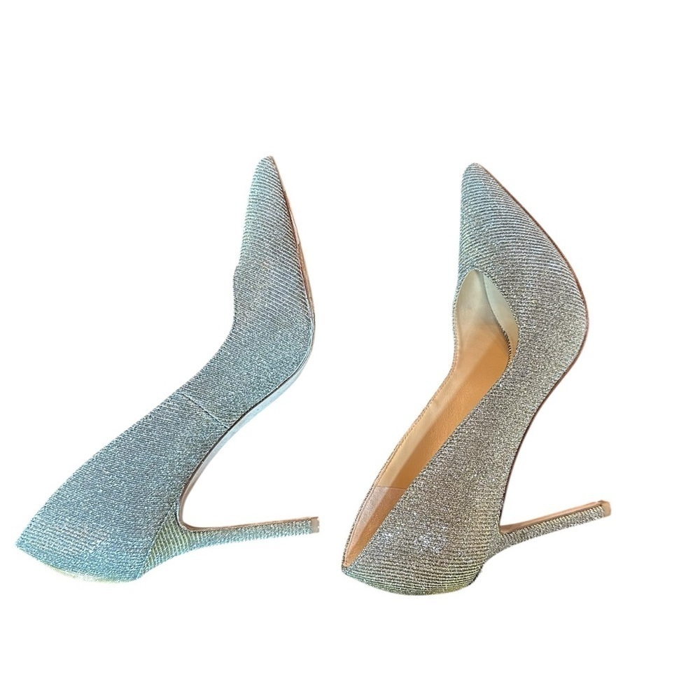 Veronica Beard Silver Glitter Heels - Picture 8 of 9